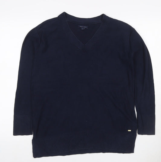 Tommy Hilfiger Men’s Blue M V-Neck Cotton Knit Pullover Jumper