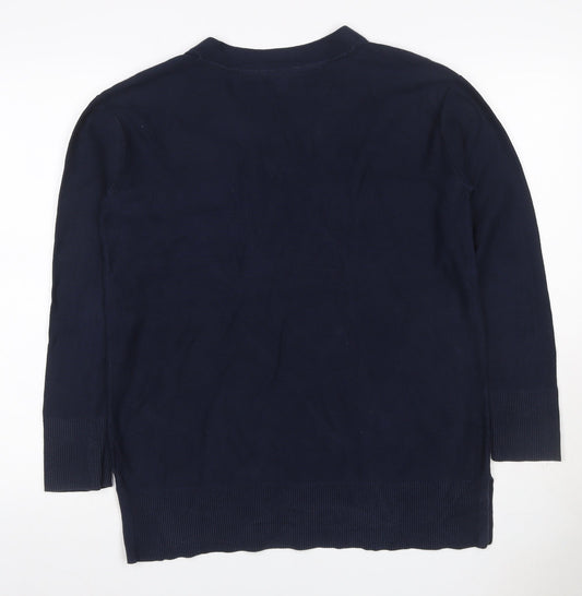 Tommy Hilfiger Men’s Blue M V-Neck Cotton Knit Pullover Jumper