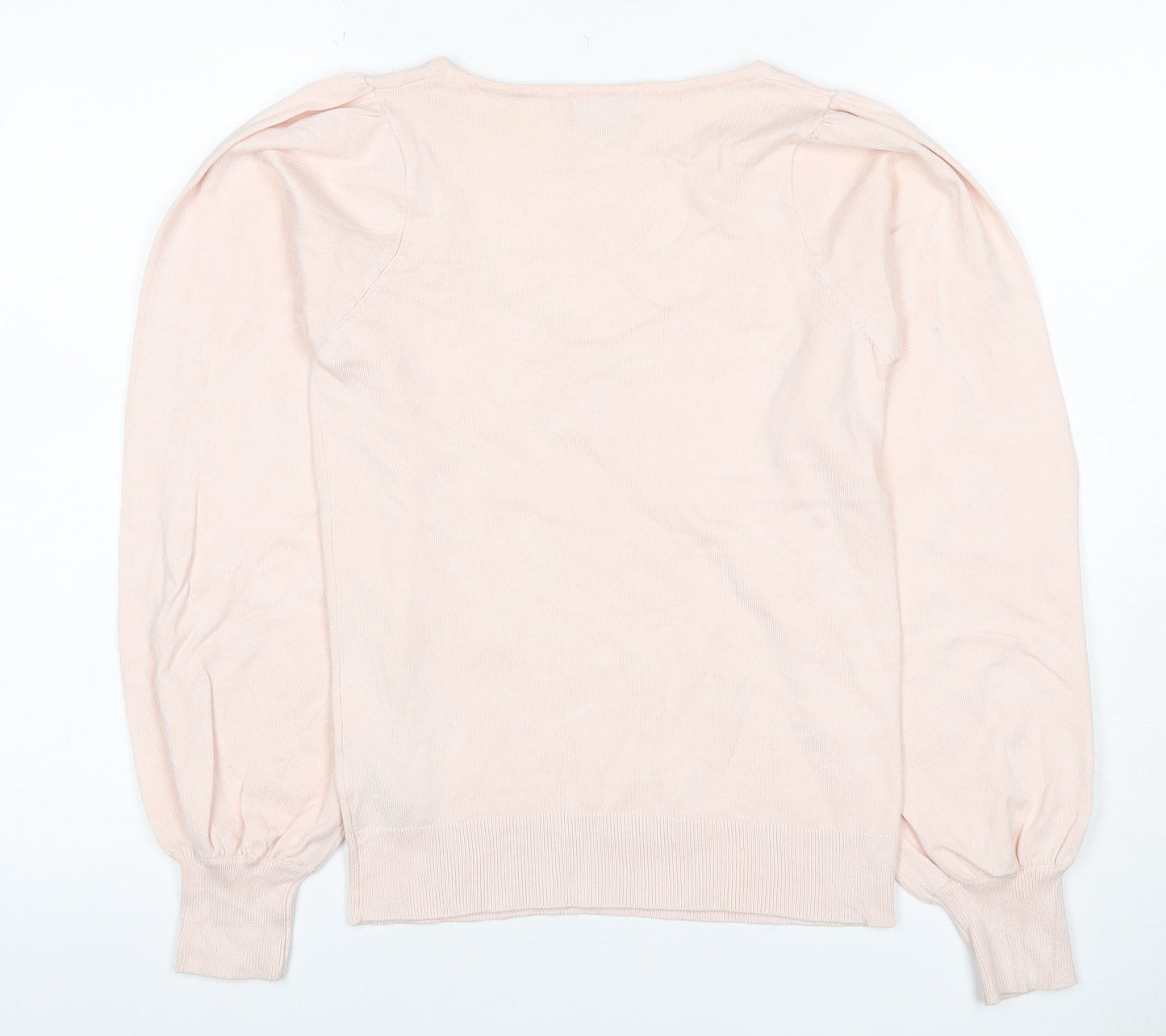 Oasis Women Pink S Square Neck Balloon Sleeve Viscose Knit Jumper
