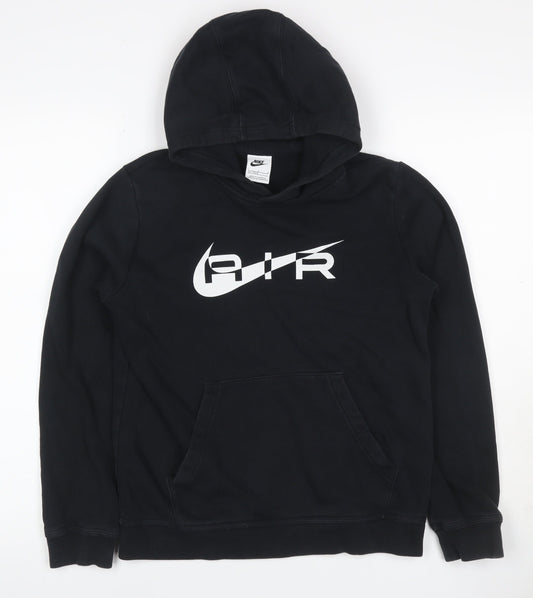 Nike Boys Black 14-15 Years Air Logo Pullover Hoodie Fleece