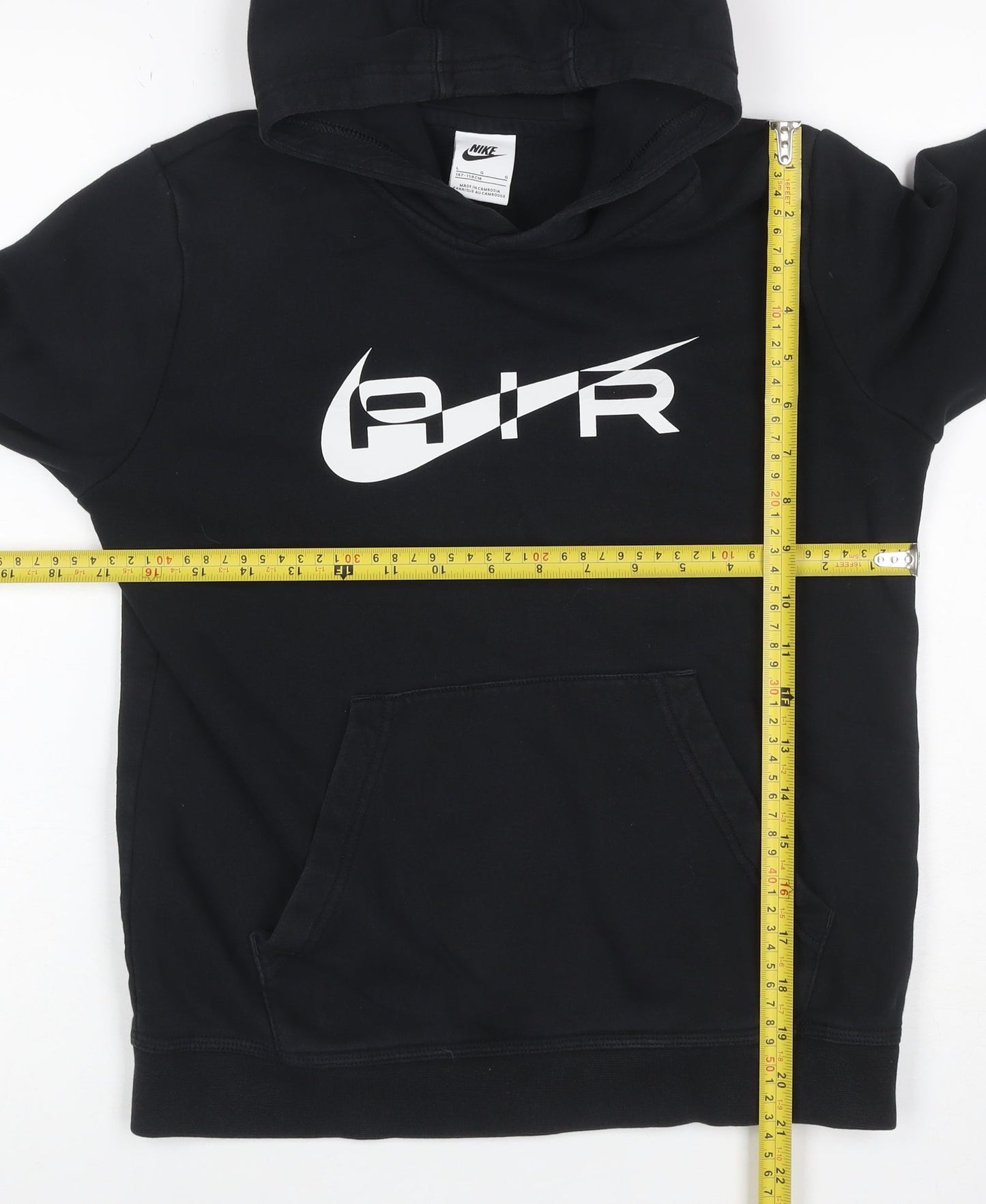 Nike Boys Black 14-15 Years Air Logo Pullover Hoodie Fleece