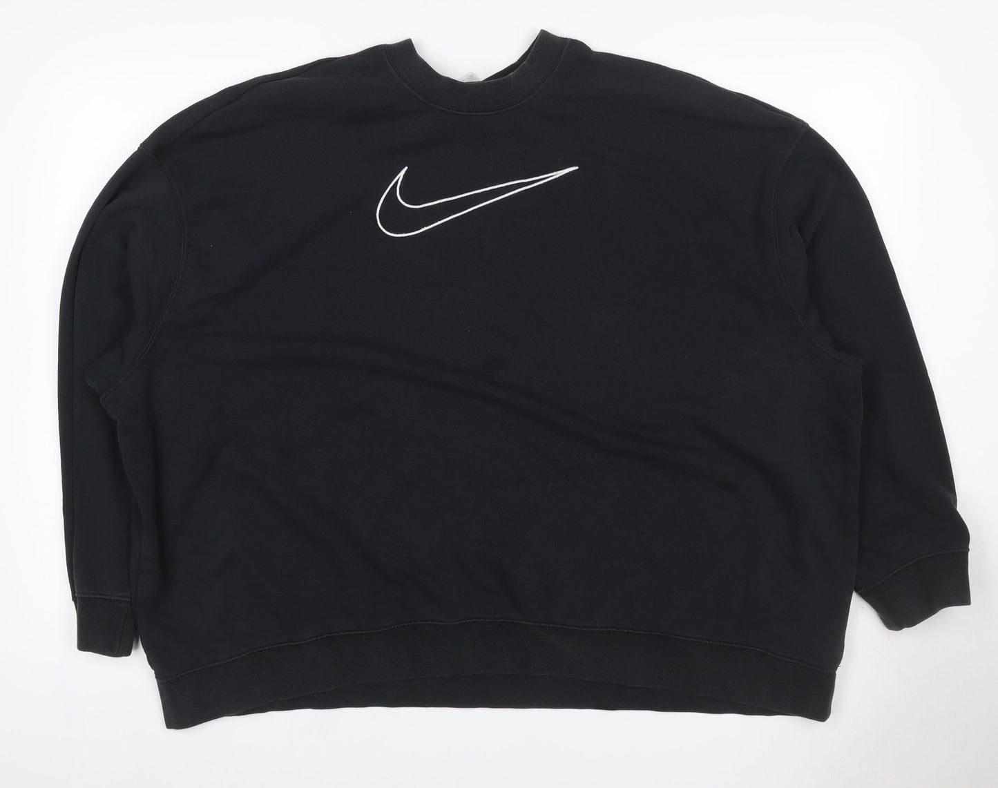 Nike Unisex Adults Black 2XL Pullover Crew Neck Logo Sweatshirt