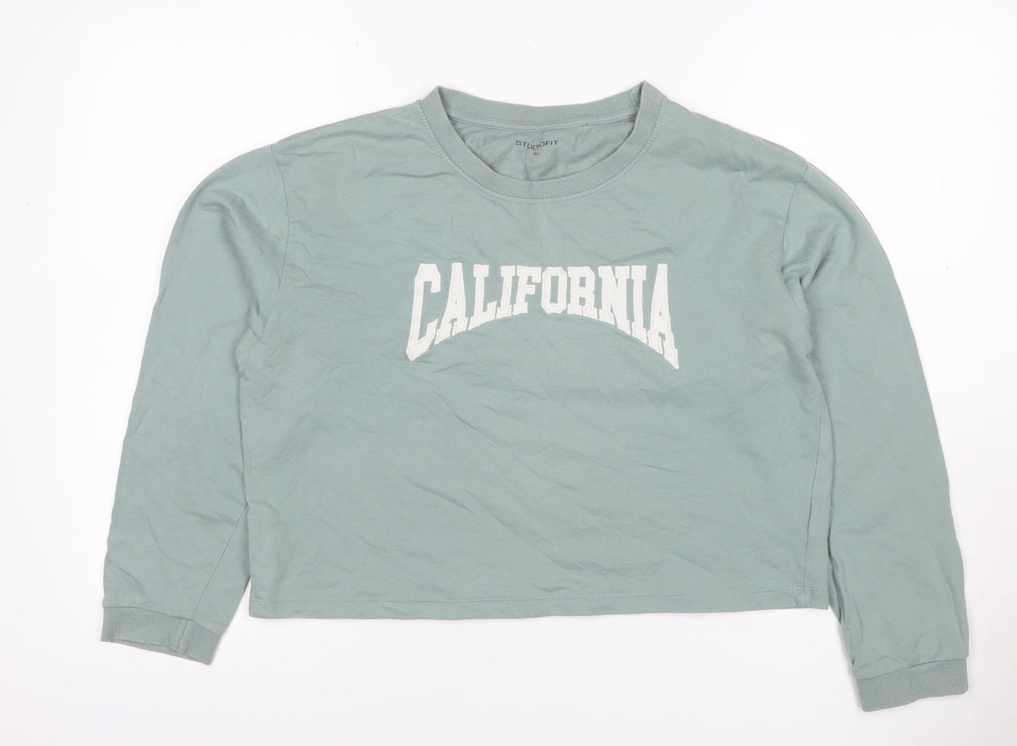 Studiofit Women’s Green XL California Graphic Print Crew Neck Sweatshirt