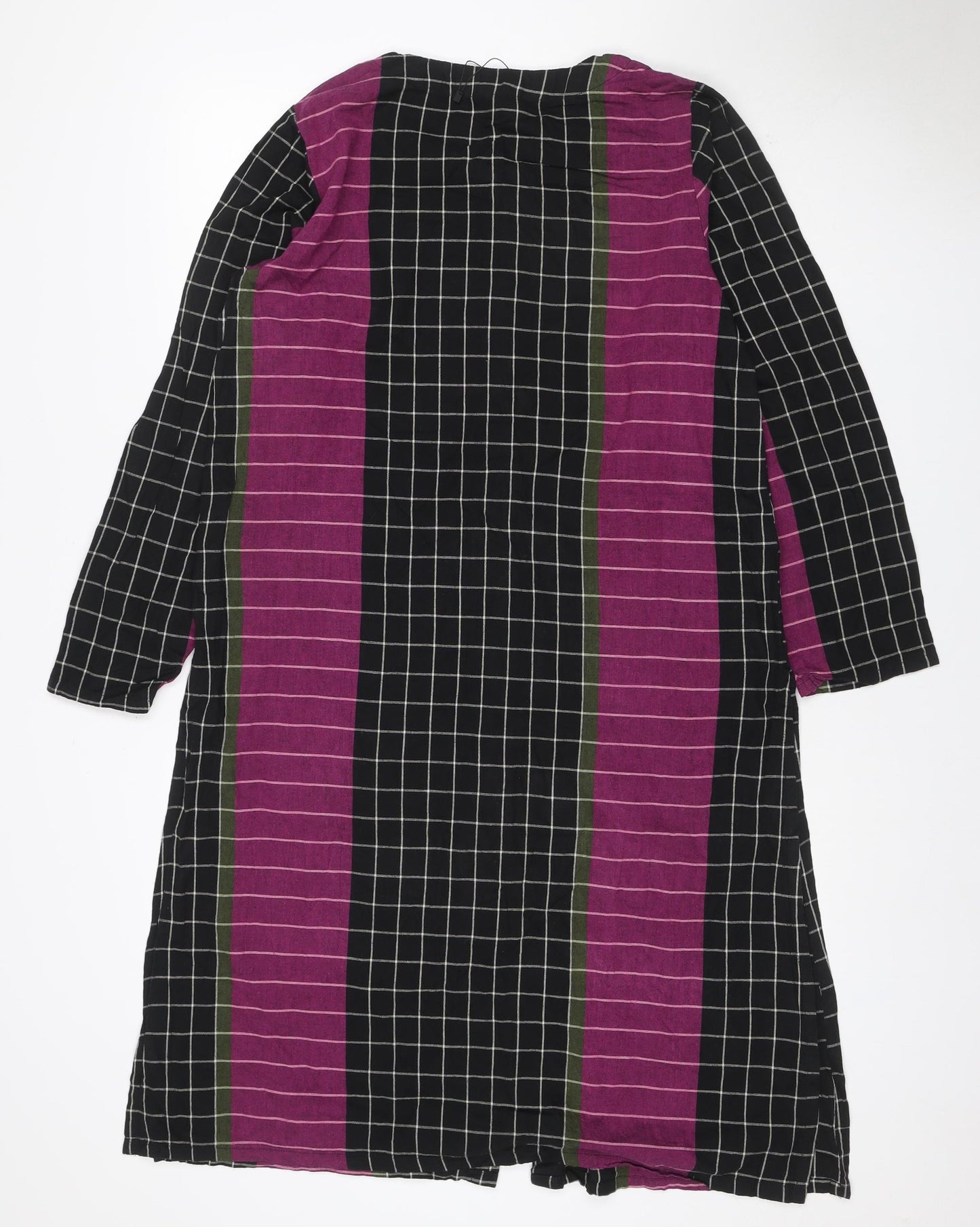 Khaadi Women Multicoloured UK 10 Shift Midi Check Cotton Dress