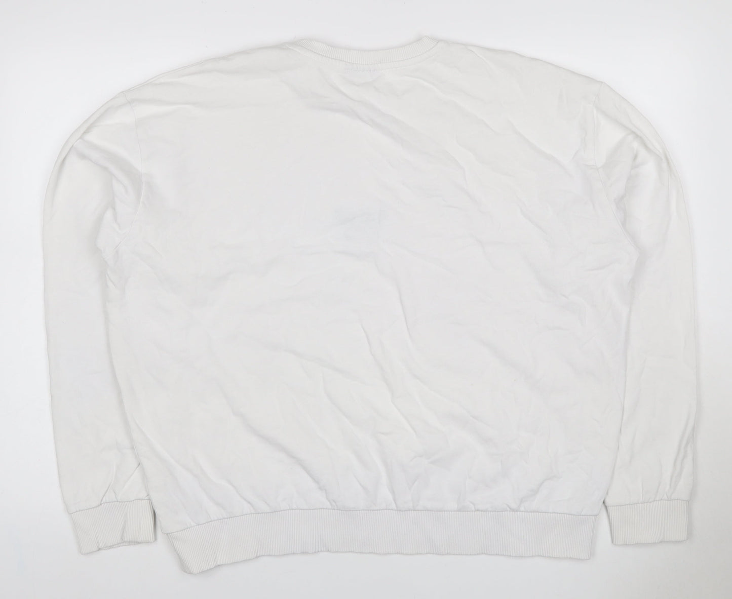 Topshop Women White UK 16 Pullover Sweatshirt Blue Butterfly Graphic