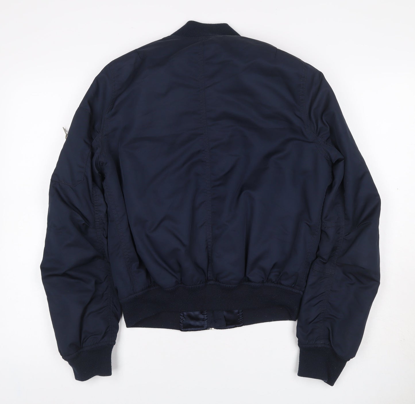 Topshop Women’s Navy UK 10 Bomber Jacket Full Zip Lined Pockets