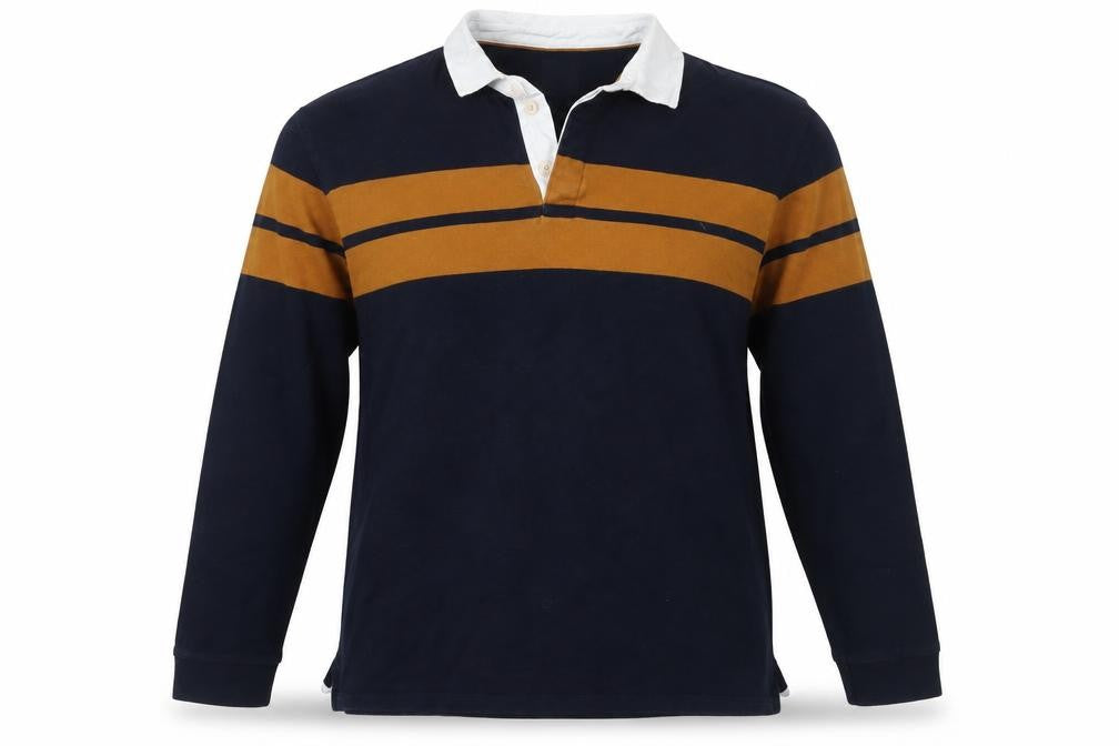 Marks and Spencer Men’s Navy Mustard 3XL Rugby Henley Sweatshirt