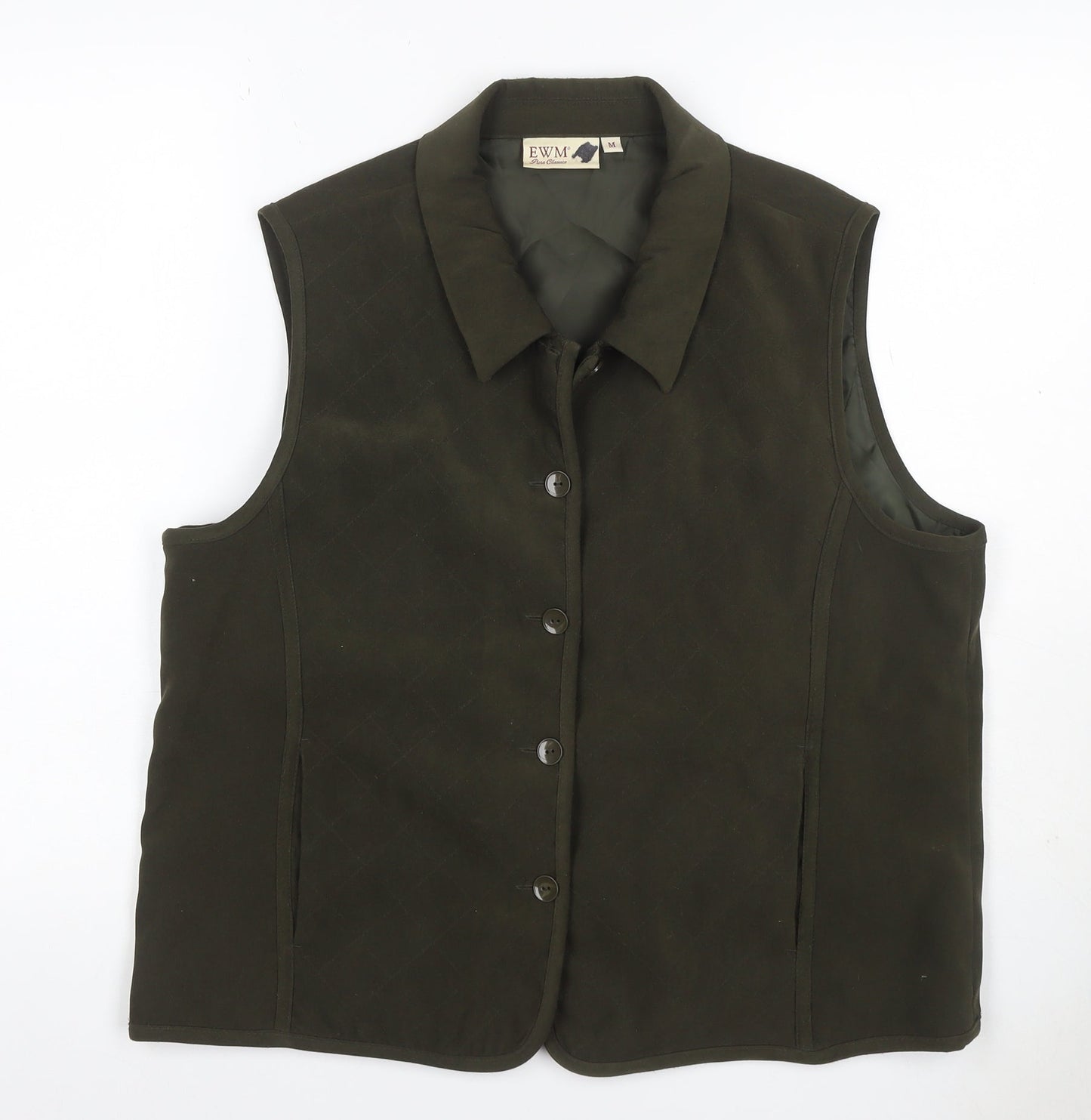 EWM Women’s Black UK 12 Quilted Collared Button Waistcoat