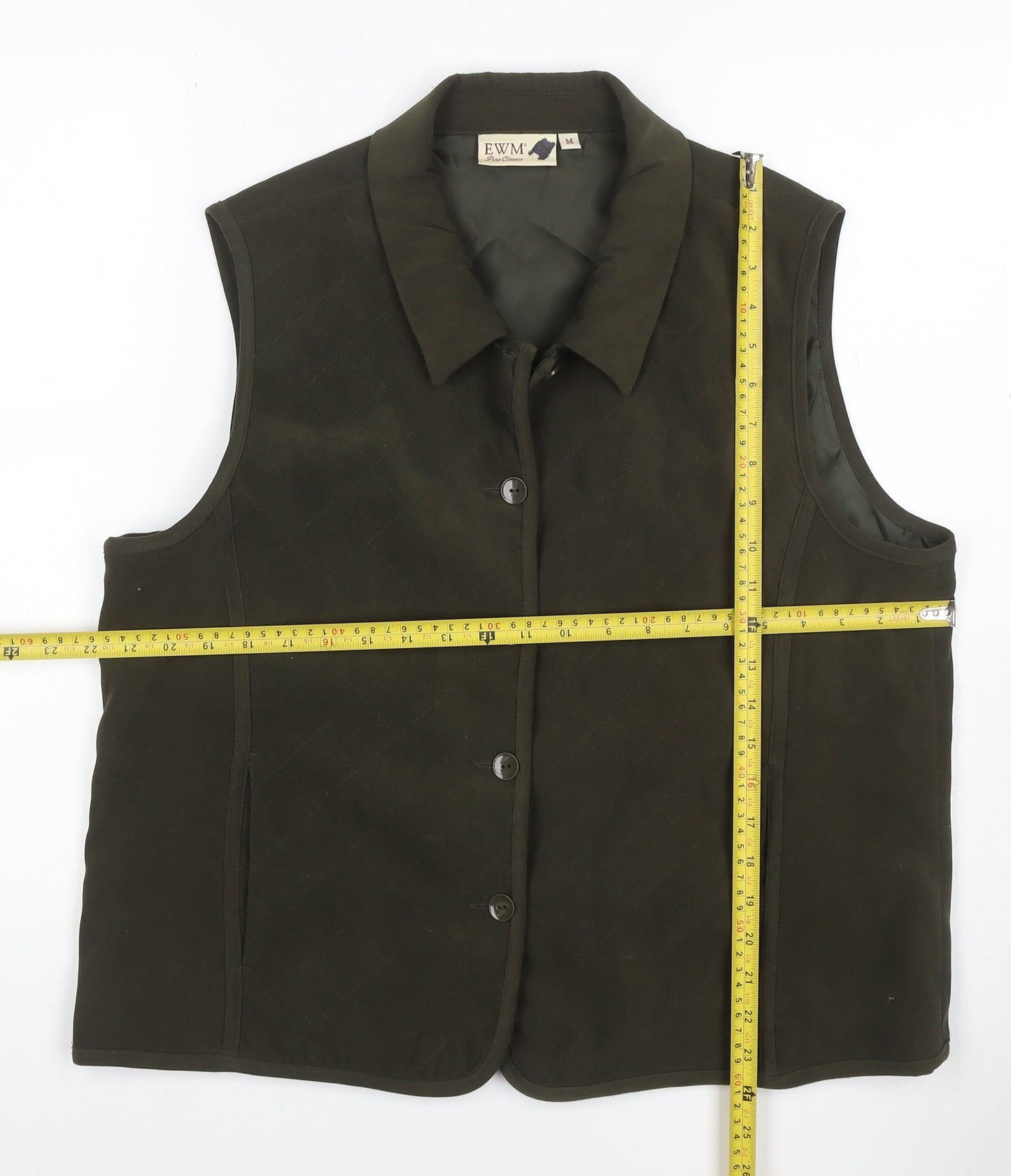 EWM Women’s Black UK 12 Quilted Collared Button Waistcoat