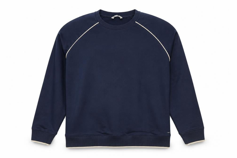 Front view of Autograph Men’s Navy 2XL Crew Neck Piped Cotton Sweatshirt