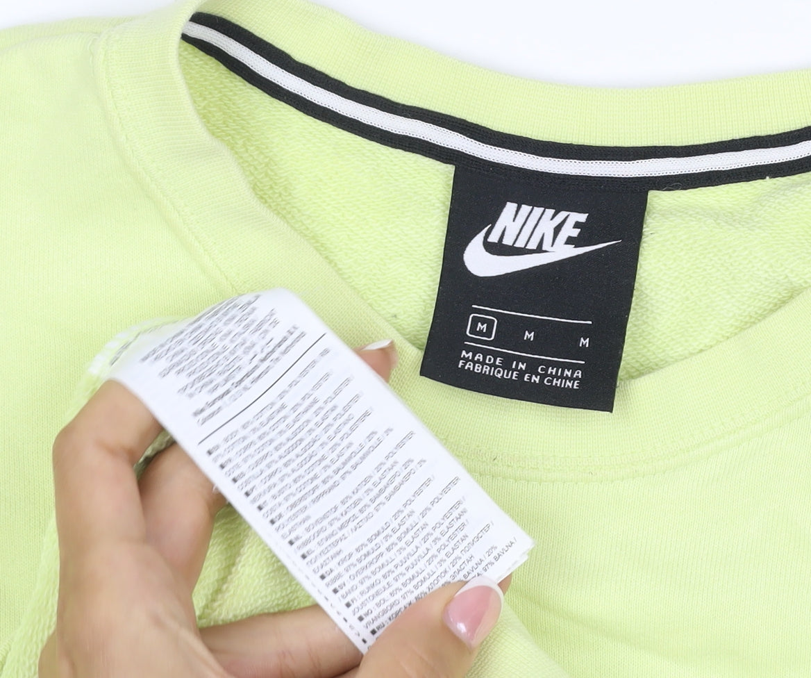Nike Women Yellow M Pullover Sweatshirt Rainbow Logo Crew Neck