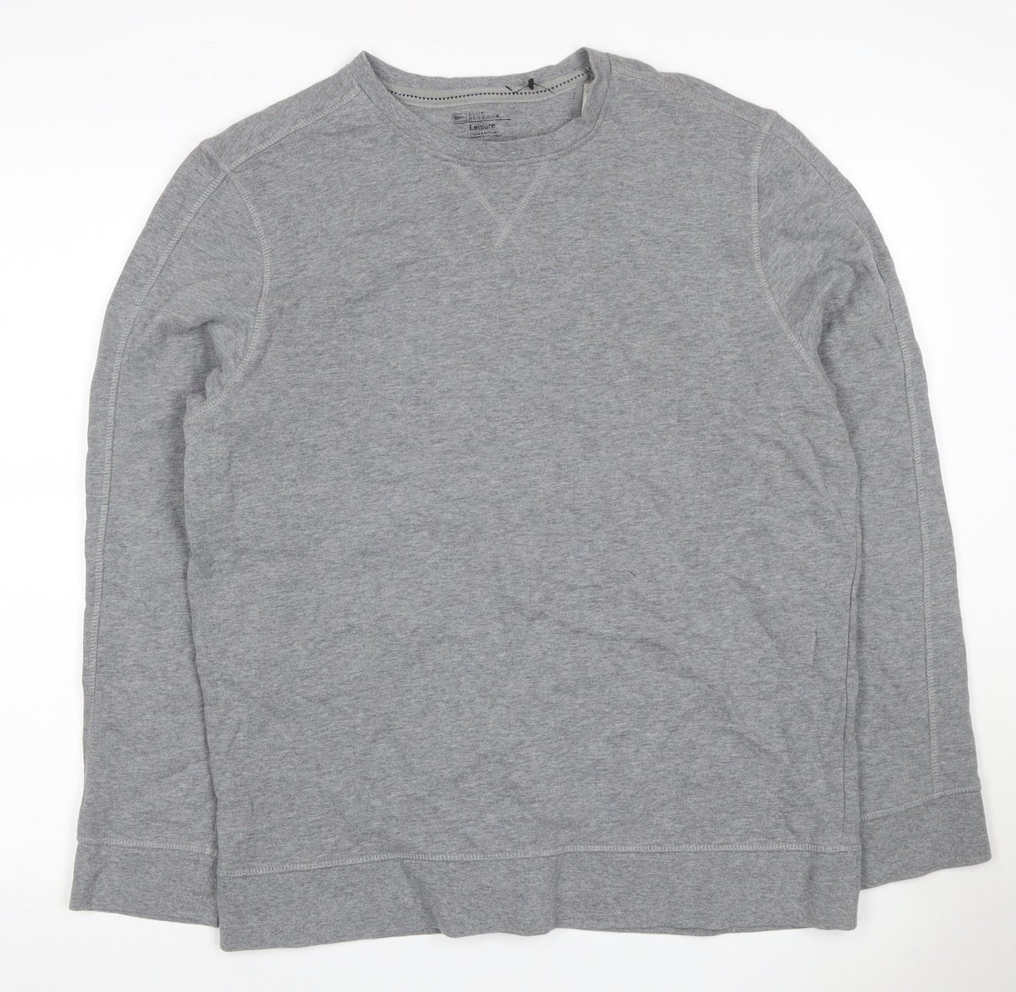 Blue Harbour Men Grey L Crew Neck Pullover Cotton Sweatshirt