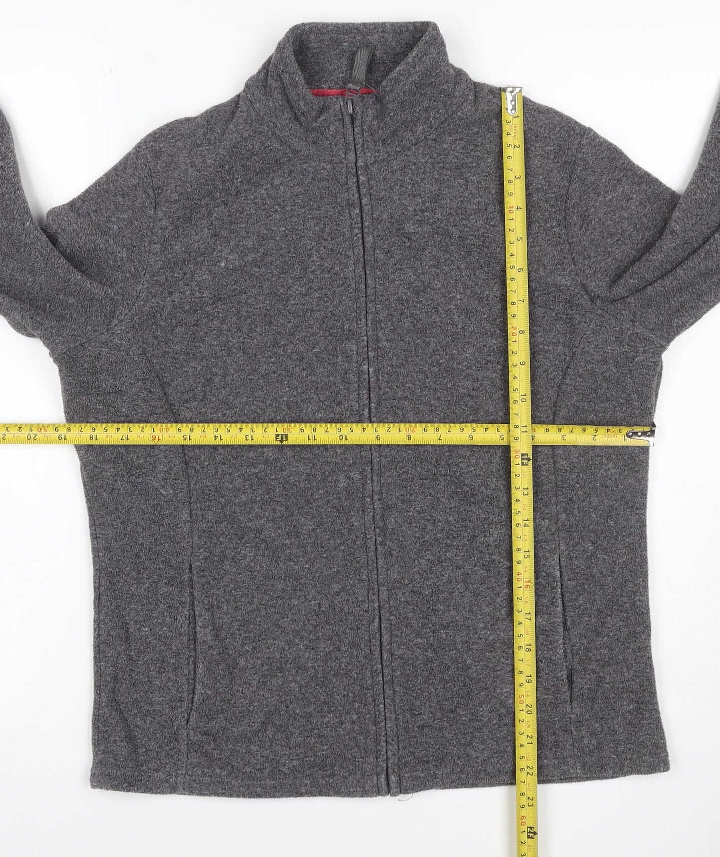 Marks & Spencer Women Grey UK 14 Full Zip Fleece Jacket Collared