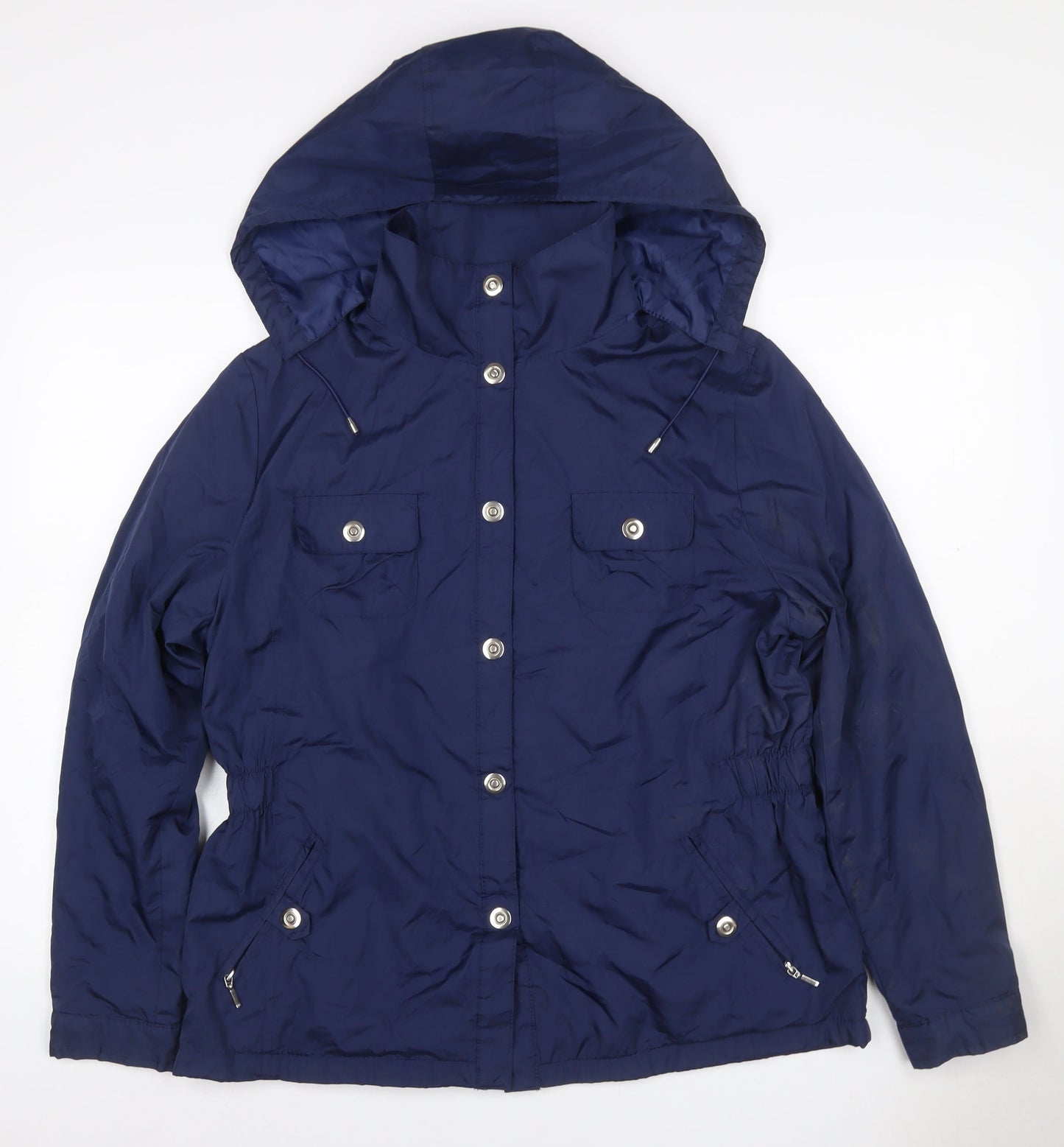 Dunnes Stores Women Blue UK 12 Hooded Parka Jacket Zip Pockets