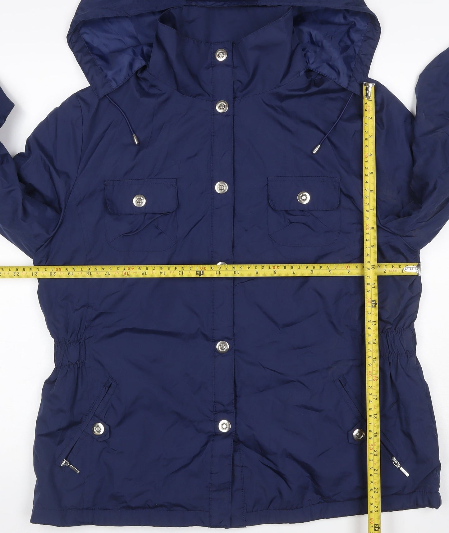 Dunnes Stores Women Blue UK 12 Hooded Parka Jacket Zip Pockets
