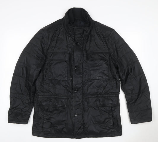 Hugo Boss Men’s Black UK 50 Quilted Puffer Jacket Insulated Mid-Length