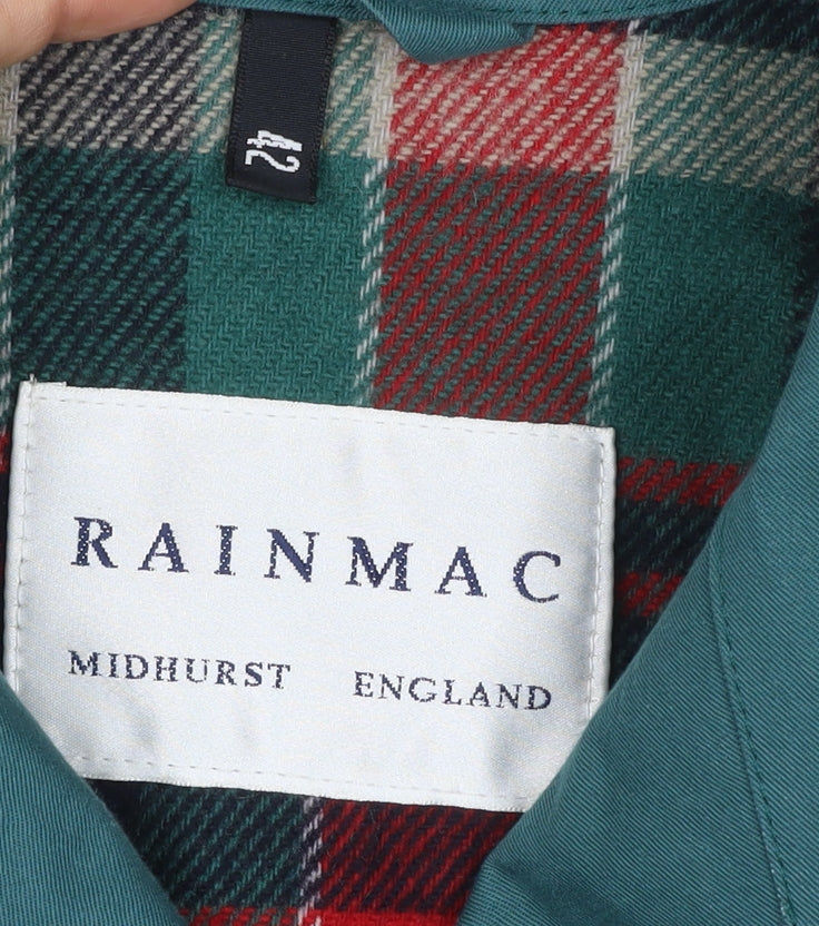 Rainmac Women’s Green Size 12 Belted Long Rain Coat Plaid Lined