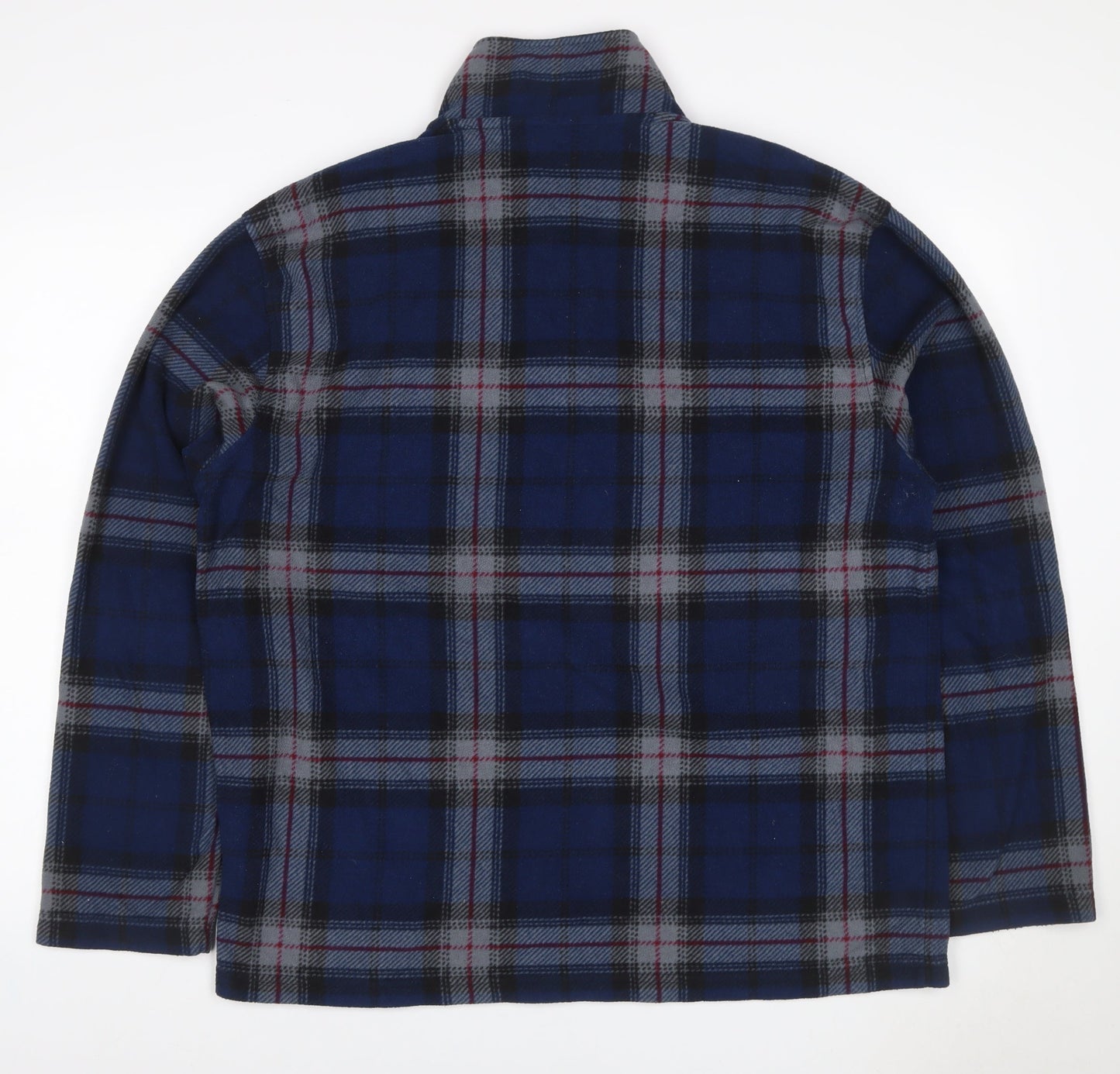 Nautica Men’s Blue Plaid XL Quarter Zip Fleece Pullover Sweatshirt