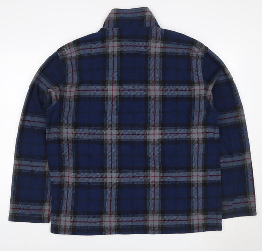 Nautica Men’s Blue Plaid XL Quarter Zip Fleece Pullover Sweatshirt