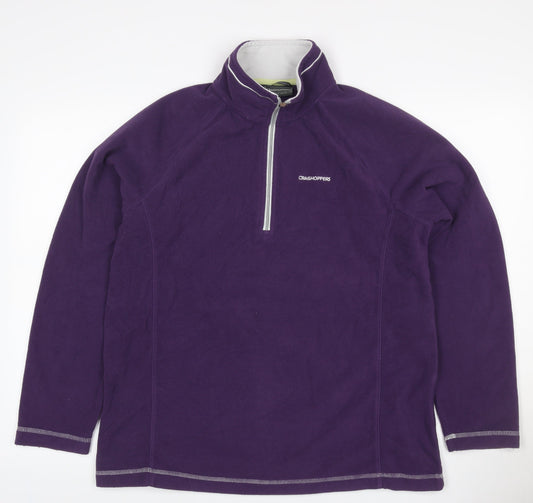 Craghoppers Women's Purple UK 16 1/4 Zip Fleece Pullover Sweatshirt