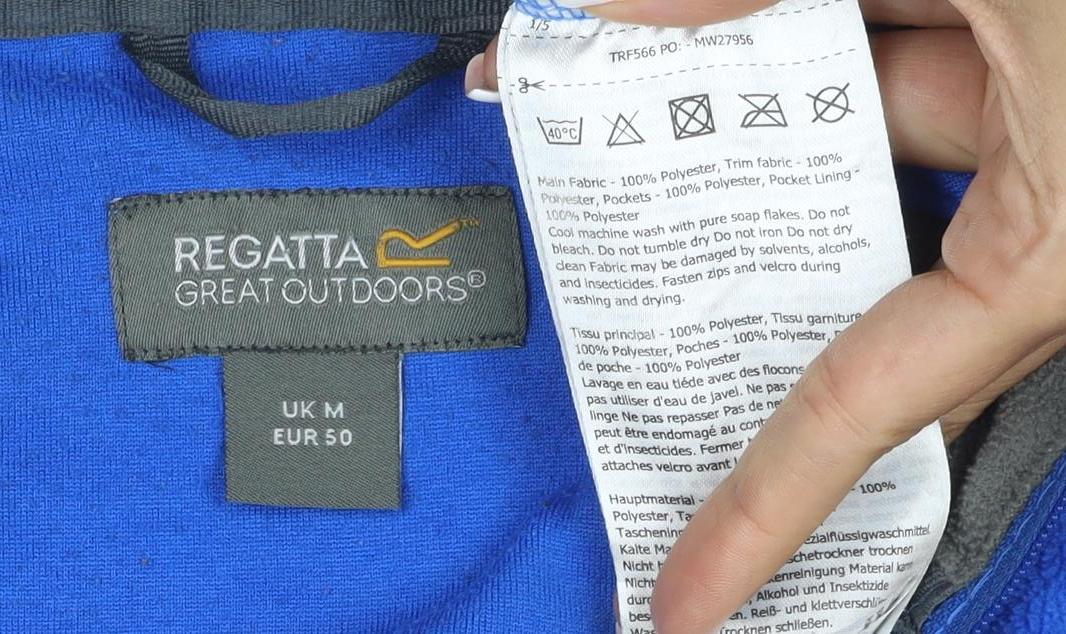 Regatta Men’s Blue M Full Zip Fleece Jacket Outdoor Hiking