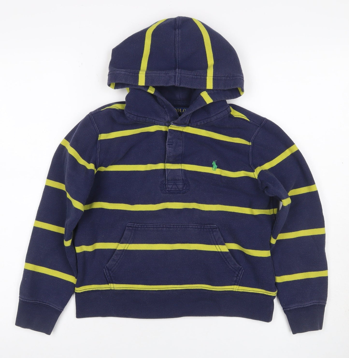 Polo Ralph Lauren Boys Blue Yellow Striped 1/4 Zip Hoodie M 10-12 Years