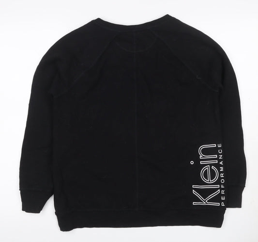 Calvin Klein Women Black M Logo Graphic Raglan Pullover Sweatshirt