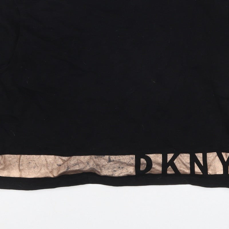 DKNY Sport Women Black Gold Logo Pullover Sweatshirt Size M