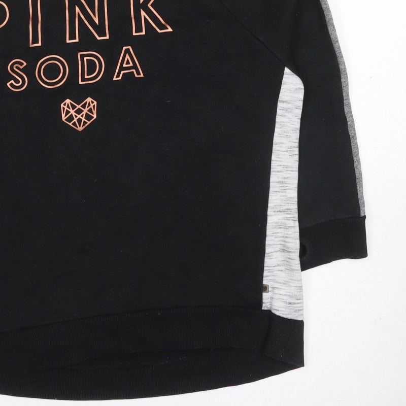 Pink Soda Sport Women’s Black Grey Logo Sweatshirt UK 16 Pullover