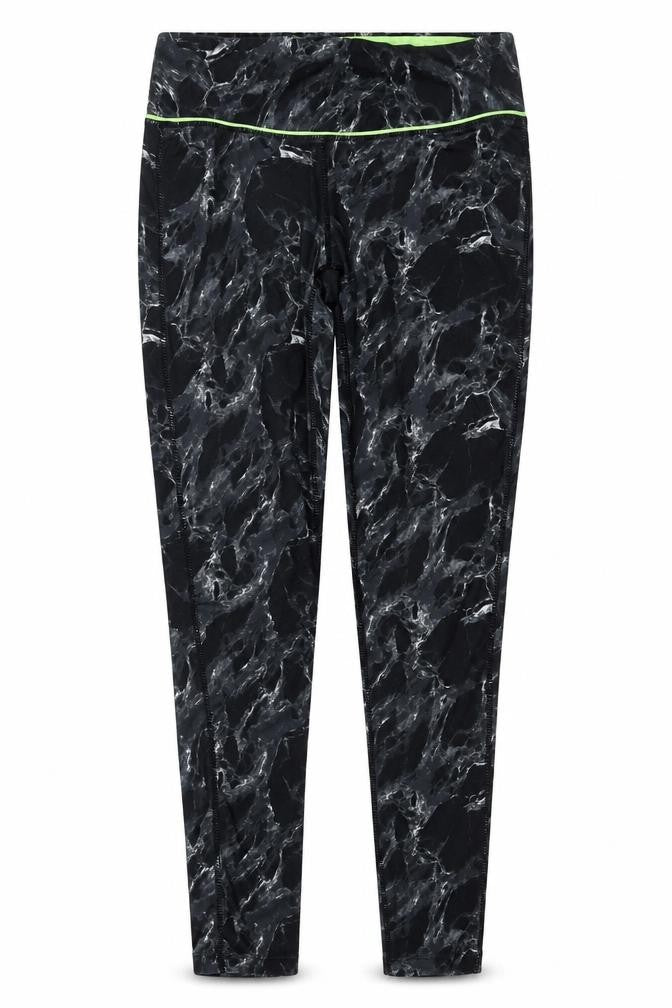 Elle Sport Women’s Black Marble Print Leggings UK 12 Gym Stretch