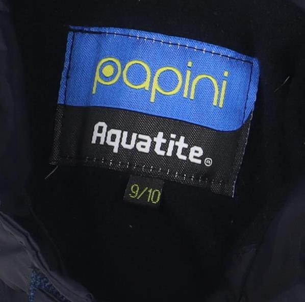 Poini Boys Blue 9-10 Years Hooded Rain Jacket Reflective Lined