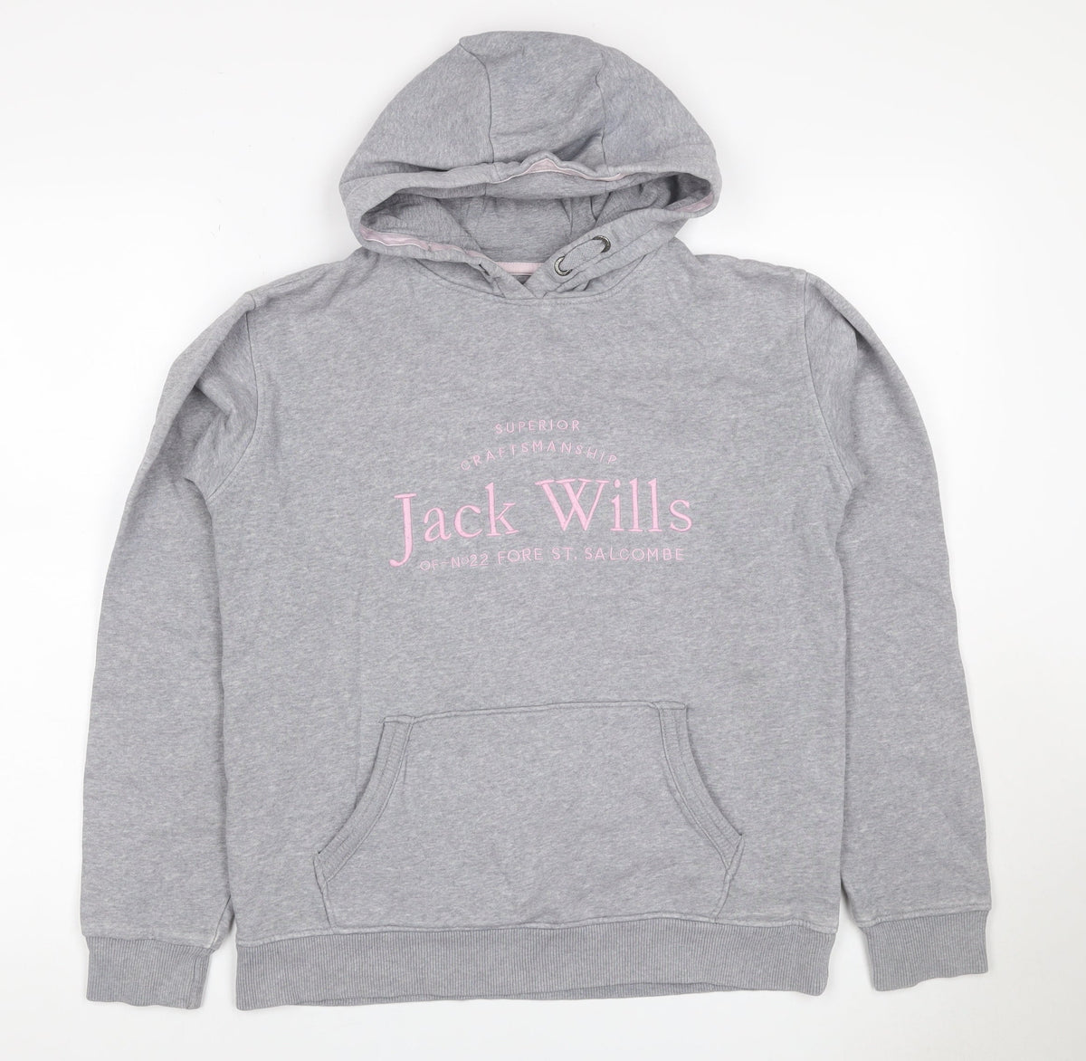 Jack Wills Girls Grey Pink Logo Pullover Hoodie 14-15 Years