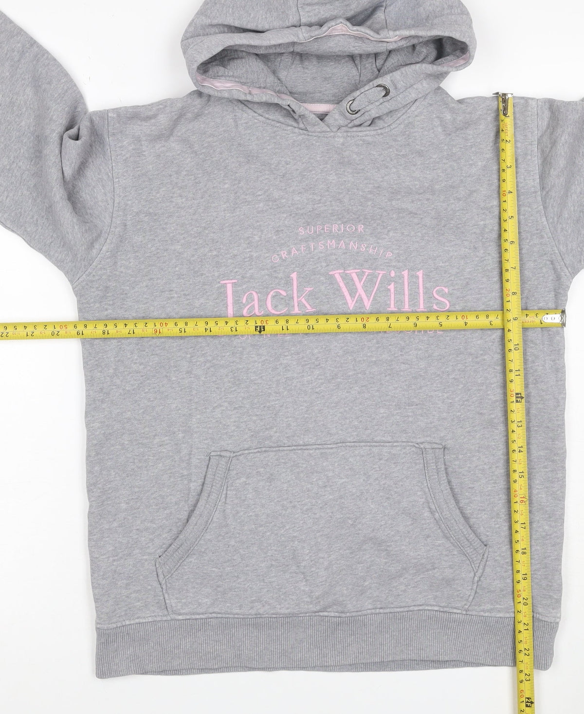 Jack Wills Girls Grey Pink Logo Pullover Hoodie 14-15 Years