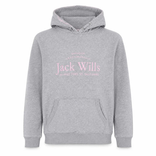 Jack Wills Girls Grey Pink Logo Pullover Hoodie 14-15 Years