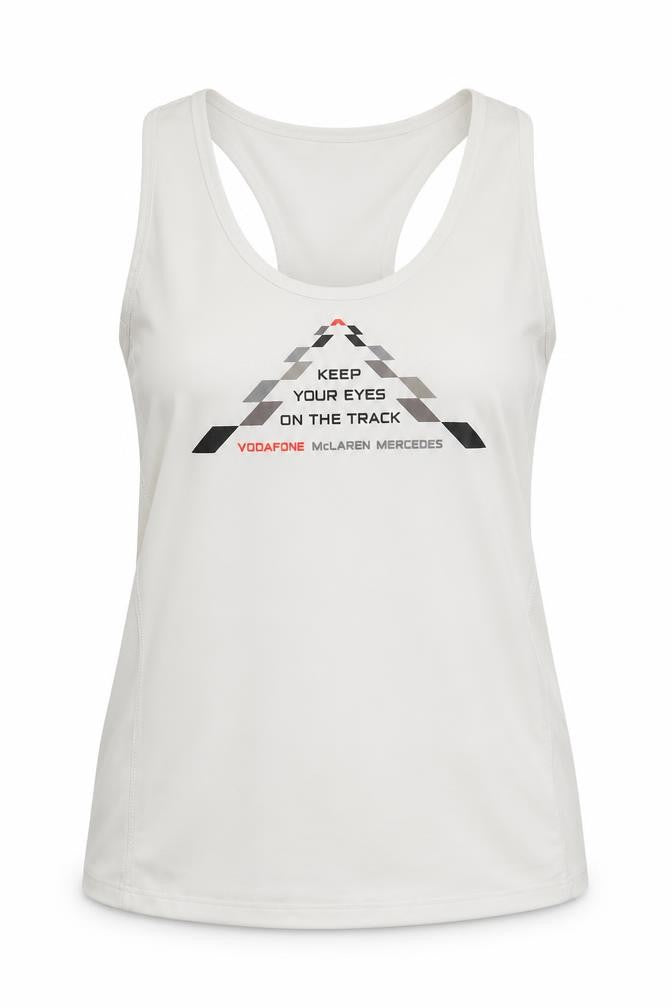 Vodafone McLaren Mercedes Women's White XL Racerback Racing Tank Top