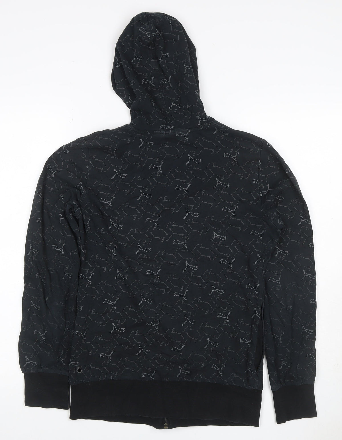 Puma Women’s Black Full Zip Hooded Logo Print Hoodie UK 10