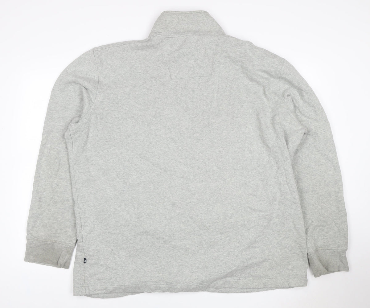 Nautica Men Grey 2XL 1/4 Zip Pullover Sweatshirt Logo