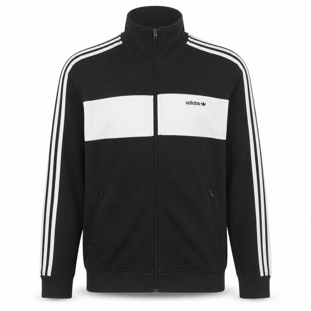 adidas Men’s Black White Stripe Full Zip Track Sweatshirt XL
