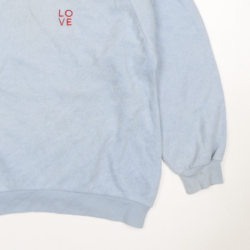 Topshop Women Blue UK 8 Love Embroidered Fleece Pullover Sweatshirt