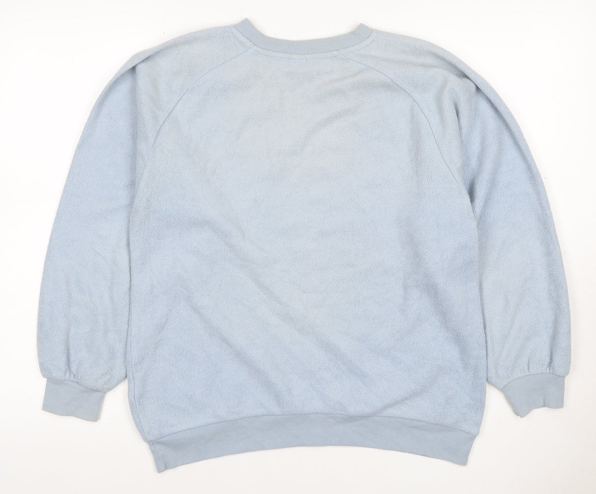 Topshop Women Blue UK 8 Love Embroidered Fleece Pullover Sweatshirt