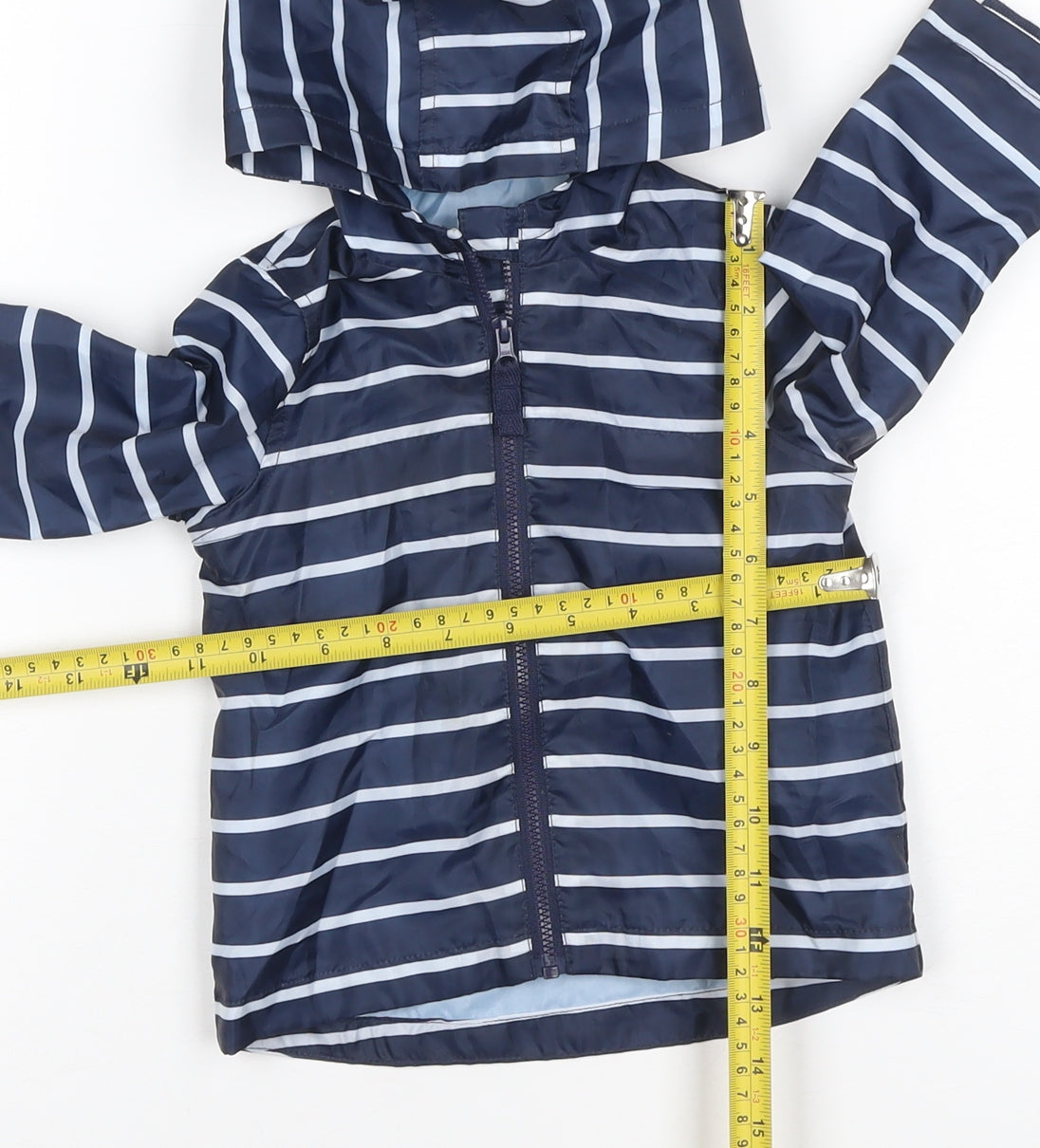 Little Ones Unisex Baby Blue Striped Hooded Rain Jacket 6-9 Months