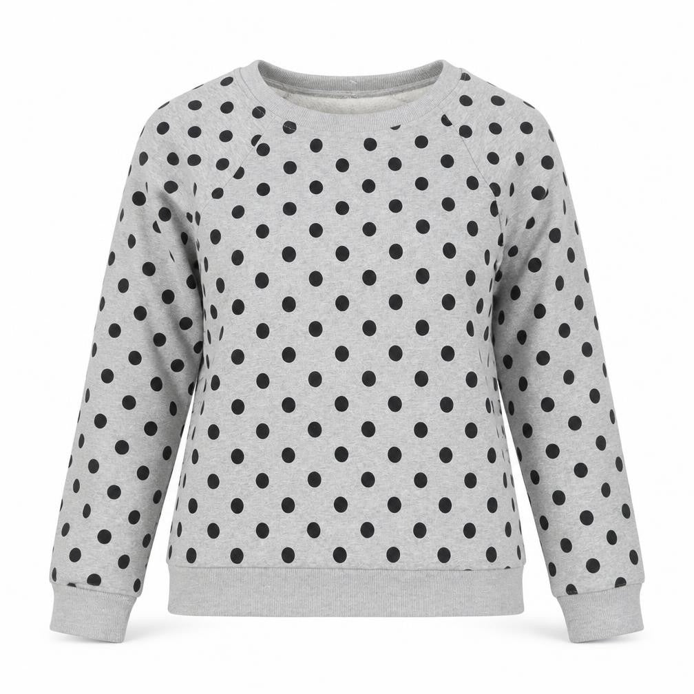 Whistles Women’s Grey Black Polka Dot XS Pullover Sweatshirt