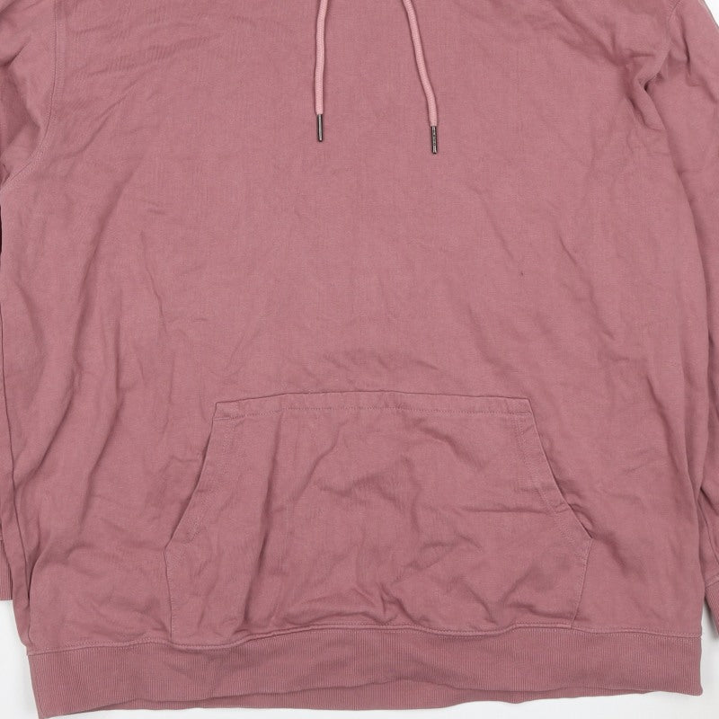 Jackamo Unisex Adults Pink 2XL Pullover Hoodie Cotton Drawstring