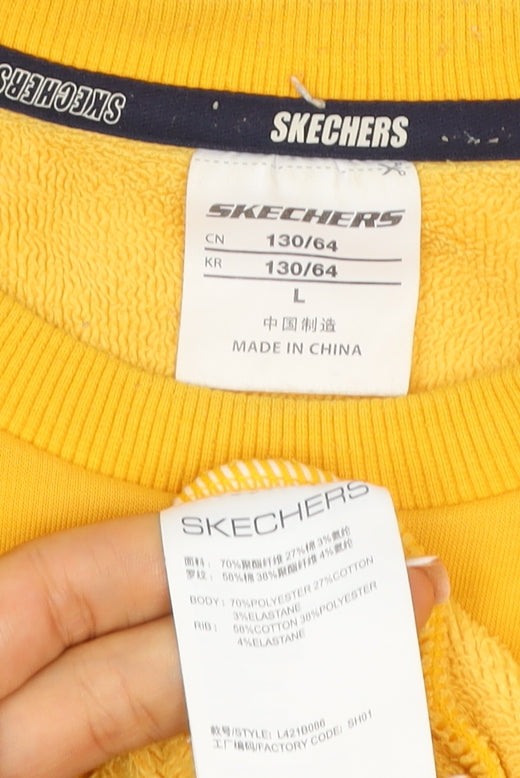 Skechers Girls Yellow Logo Pullover Sweatshirt Size 8 Years Fleece