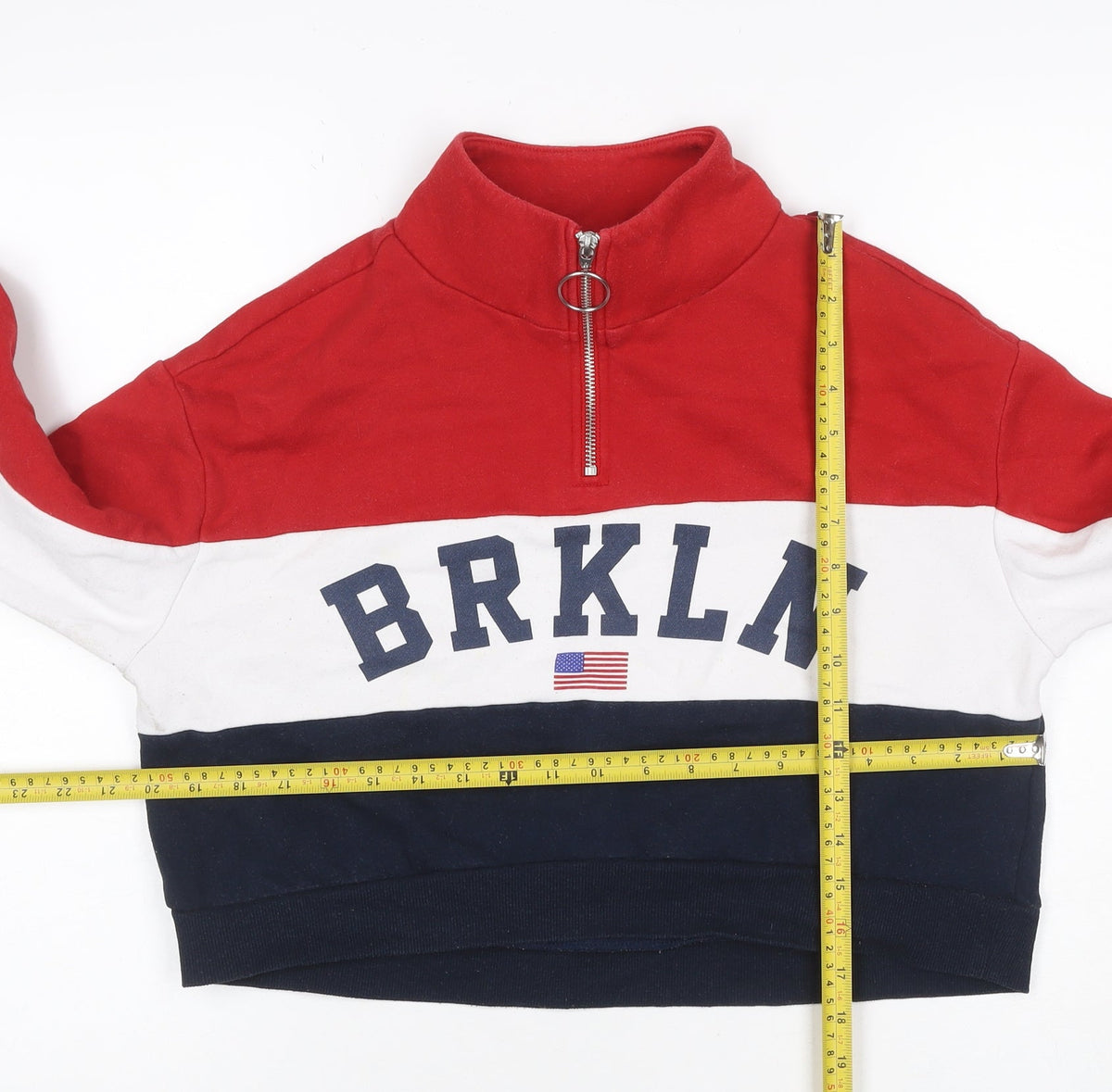 H&M Women Multicoloured S Brooklyn 1/4 Zip Colourblock Sweatshirt