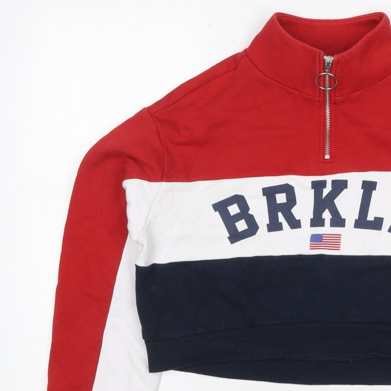 H&M Women Multicoloured S Brooklyn 1/4 Zip Colourblock Sweatshirt