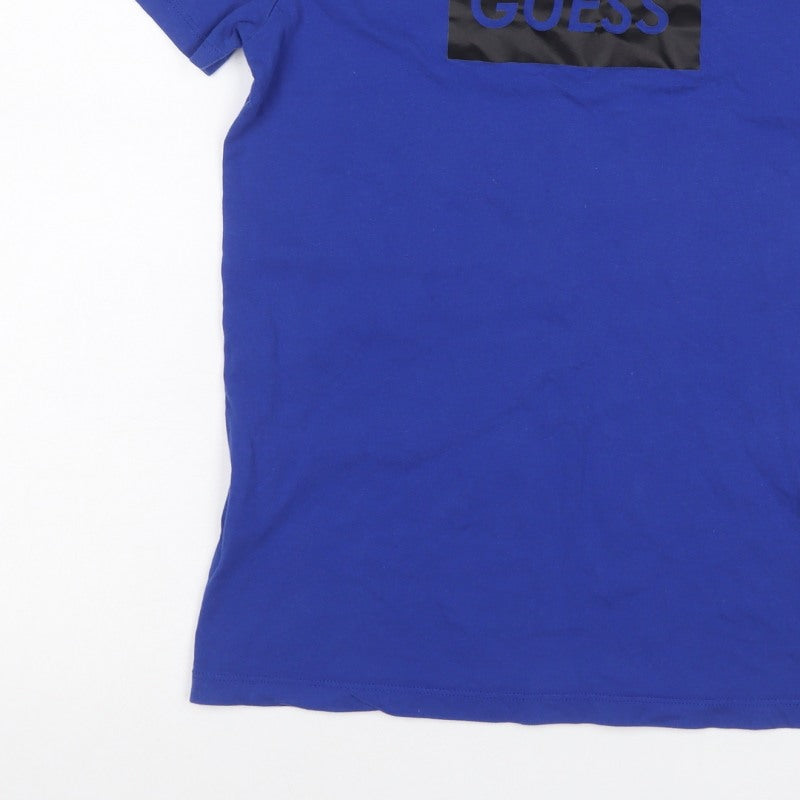 Guess Kids Boys Blue Black Logo Mesh Sleeve T-Shirt Age 12 Years Jersey