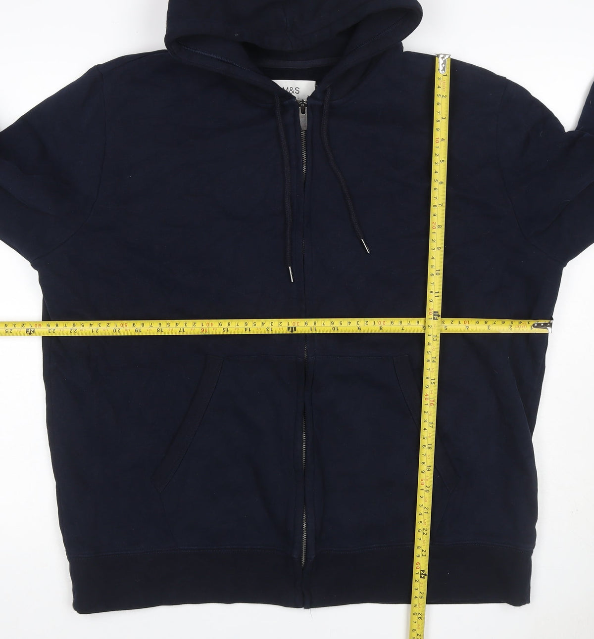 Marks & Spencer Mens Blue XL Full Zip Hooded Fleece Hoodie