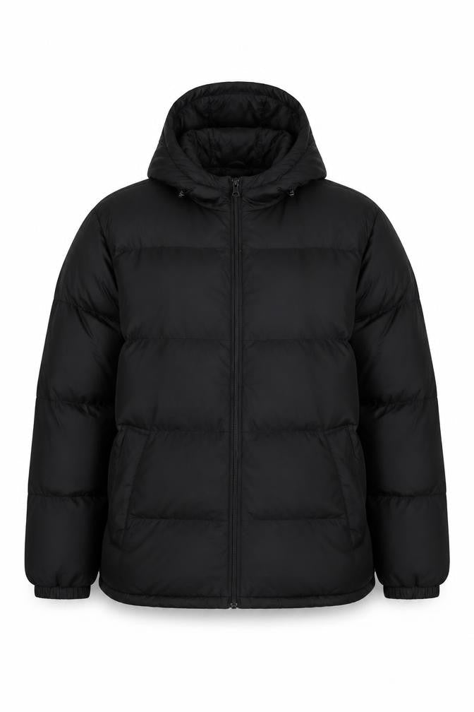 Lands' End Women Black XL Hooded Down Puffer Jacket Quilted