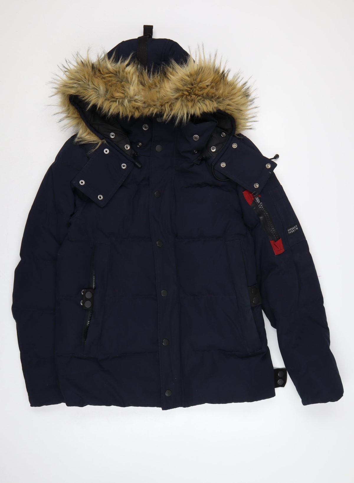 Superdry Men’s Navy M Premium 9010 Down Fur Hood Parka Jacket